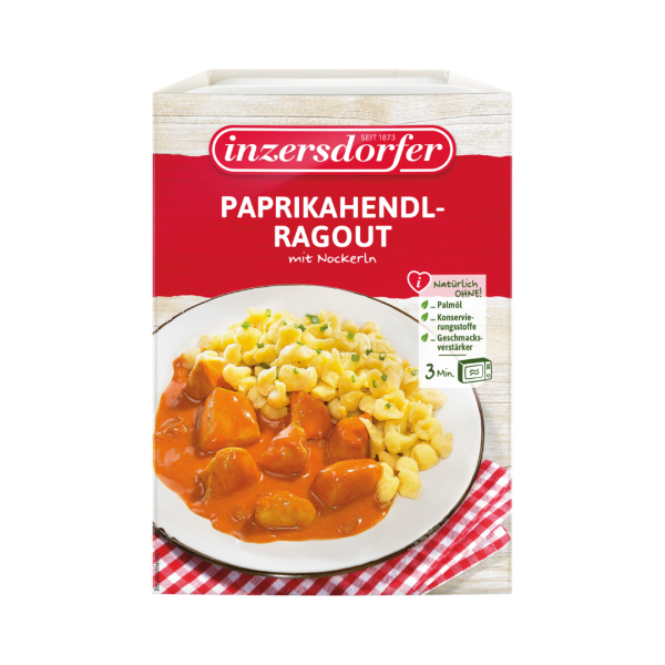 Inzersdorfer Paprikahendlragout mit Nockerln
